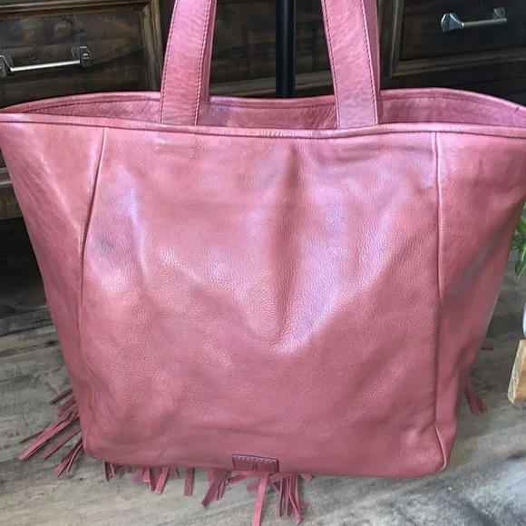 FRYE “VIVIAN” BURGUNDY LEATHER FRINGE BOHO PURSE - Picture 4 of 11